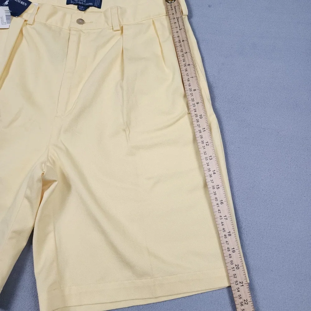 Vtg Polo Ralph Lauren Tyler Short Mens 34 Yellow Pleated Cotton Chino Shorts NWT